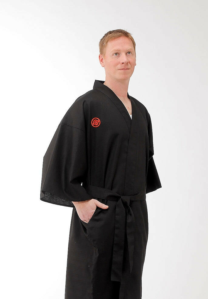 Men Samurai Cotton Very Short Kimono Silver.