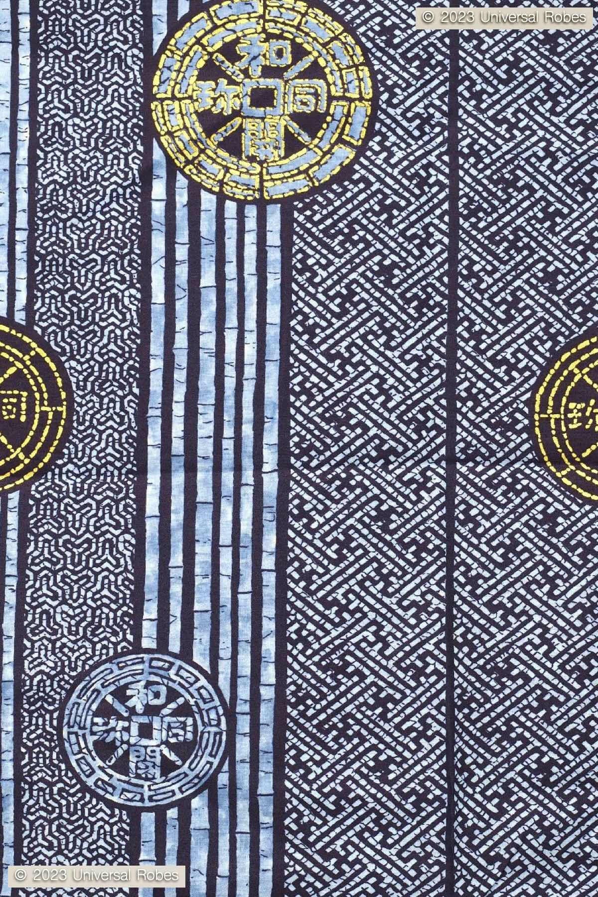 Men Ancient Coins Cotton Yukata Kimono.