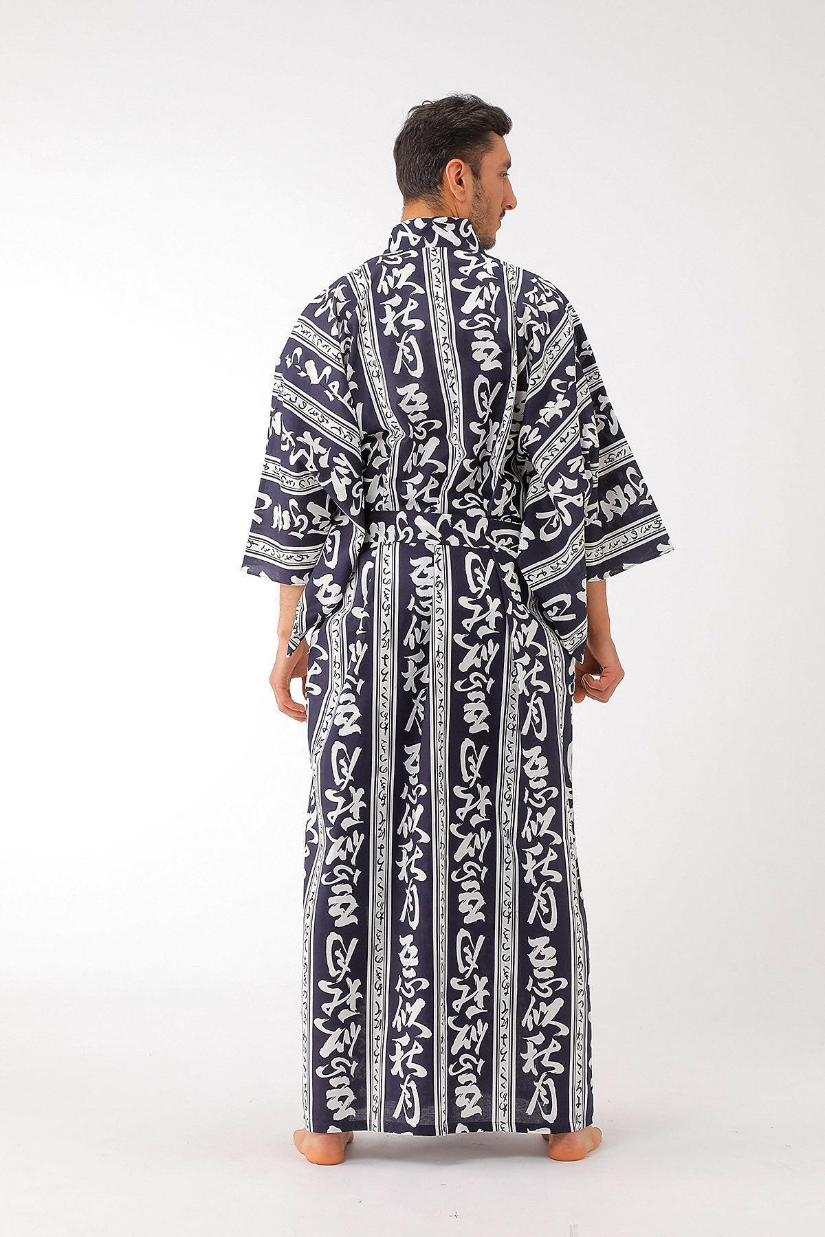 Men Autumn Moon Cotton Yukata Kimono.