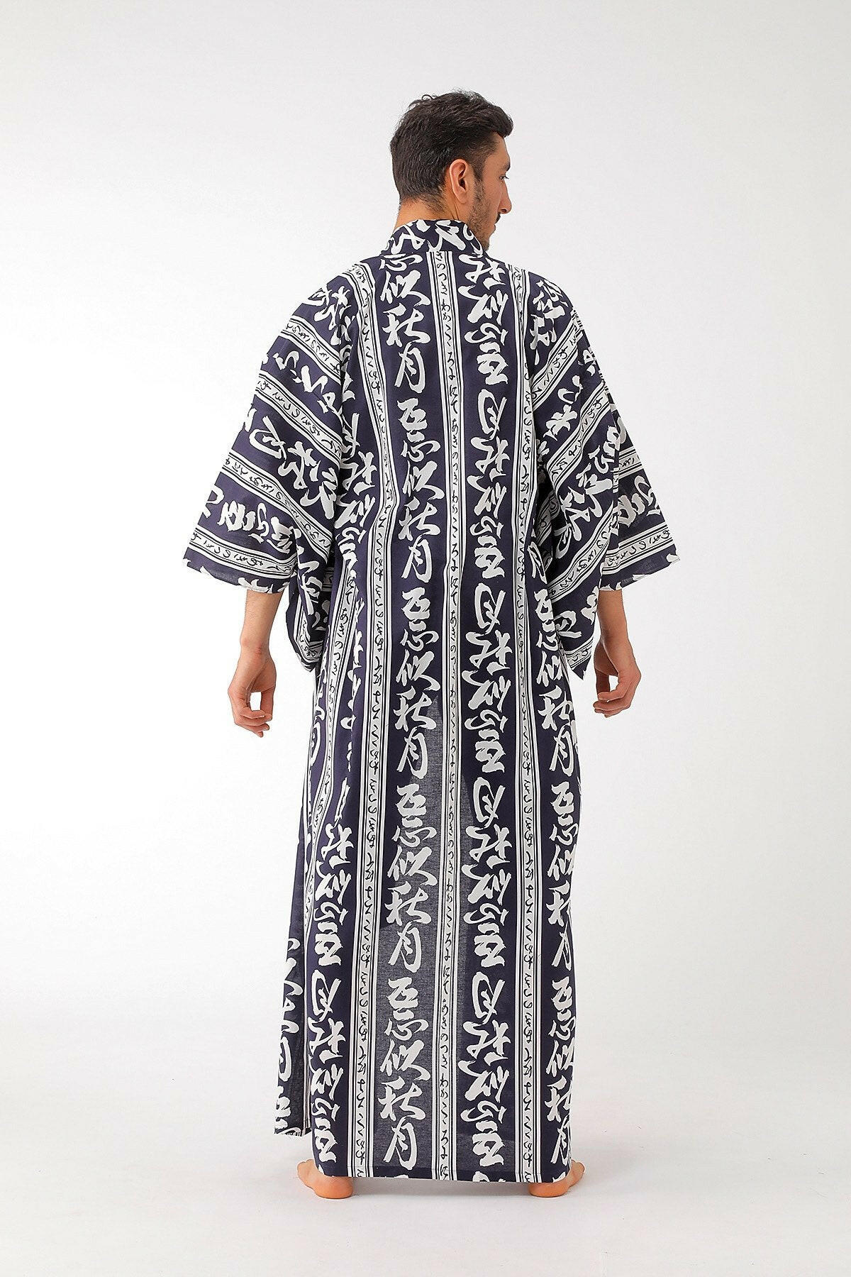 Men Autumn Moon Cotton Yukata Kimono.