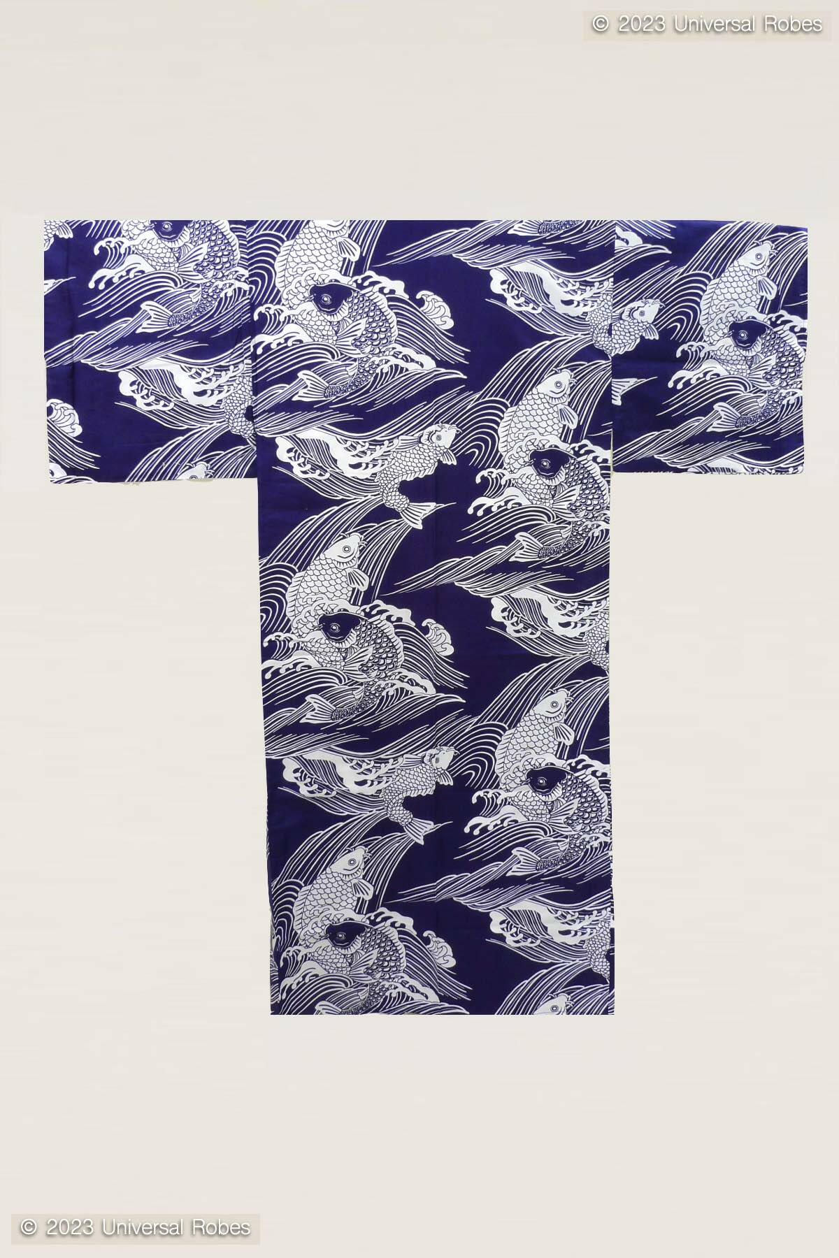 Men Carp Cotton Yukata Kimono.