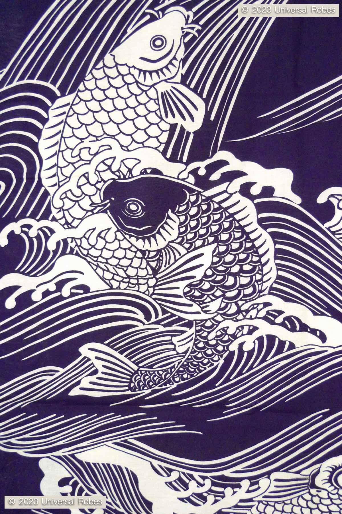 Men Carp Cotton Yukata Kimono.