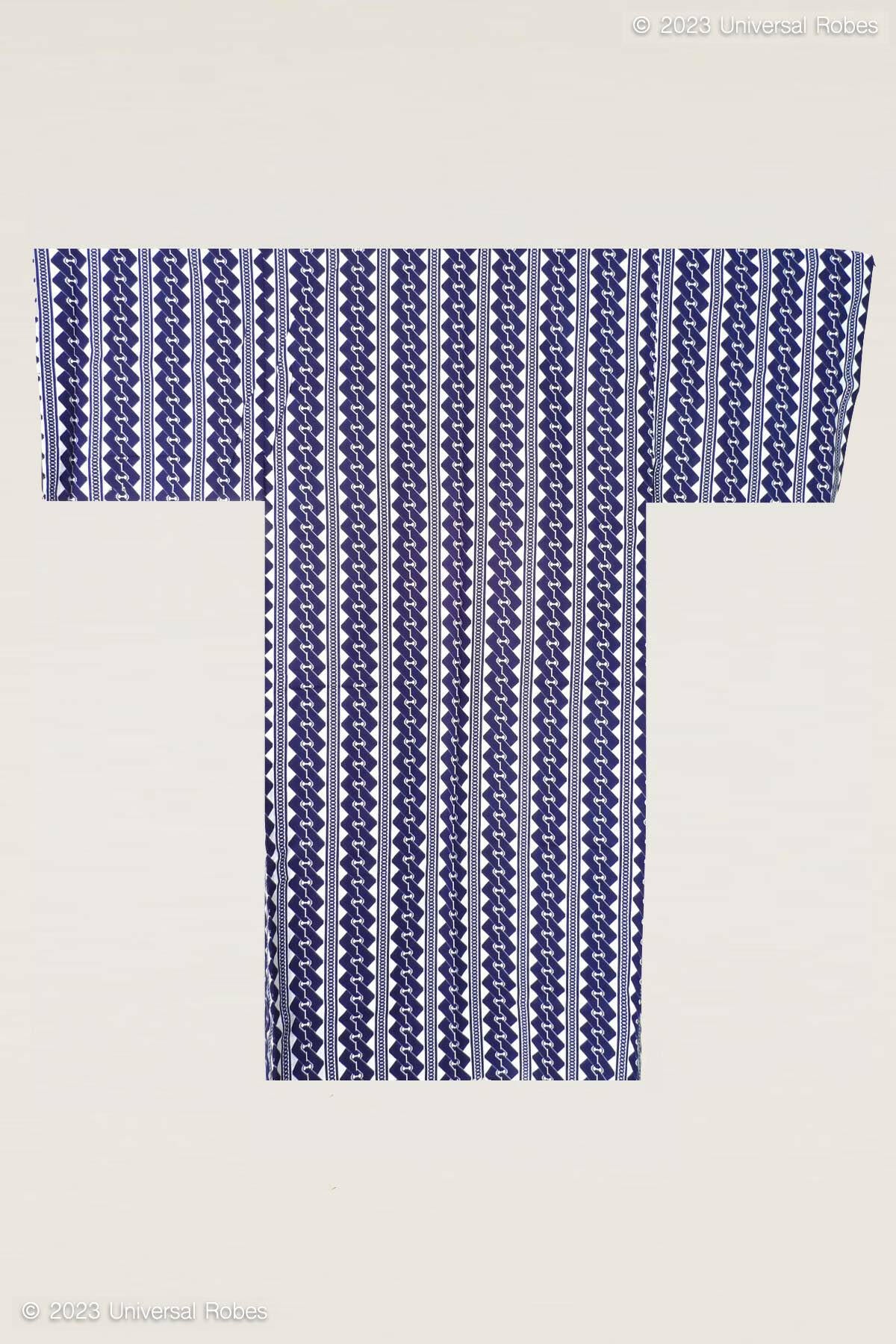Men Chain Pattern Cotton Yukata Kimono.