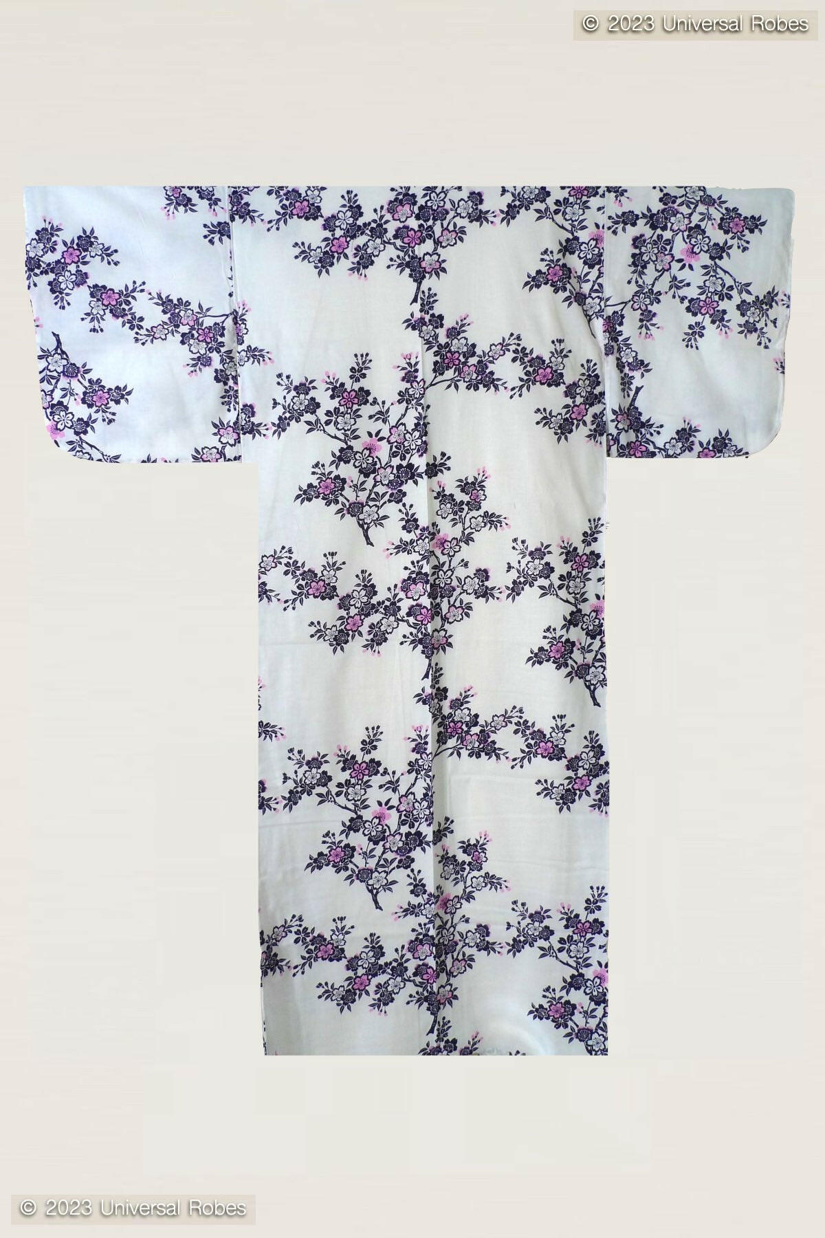 Women Cherry Blossoms Cotton Yukata Kimono.