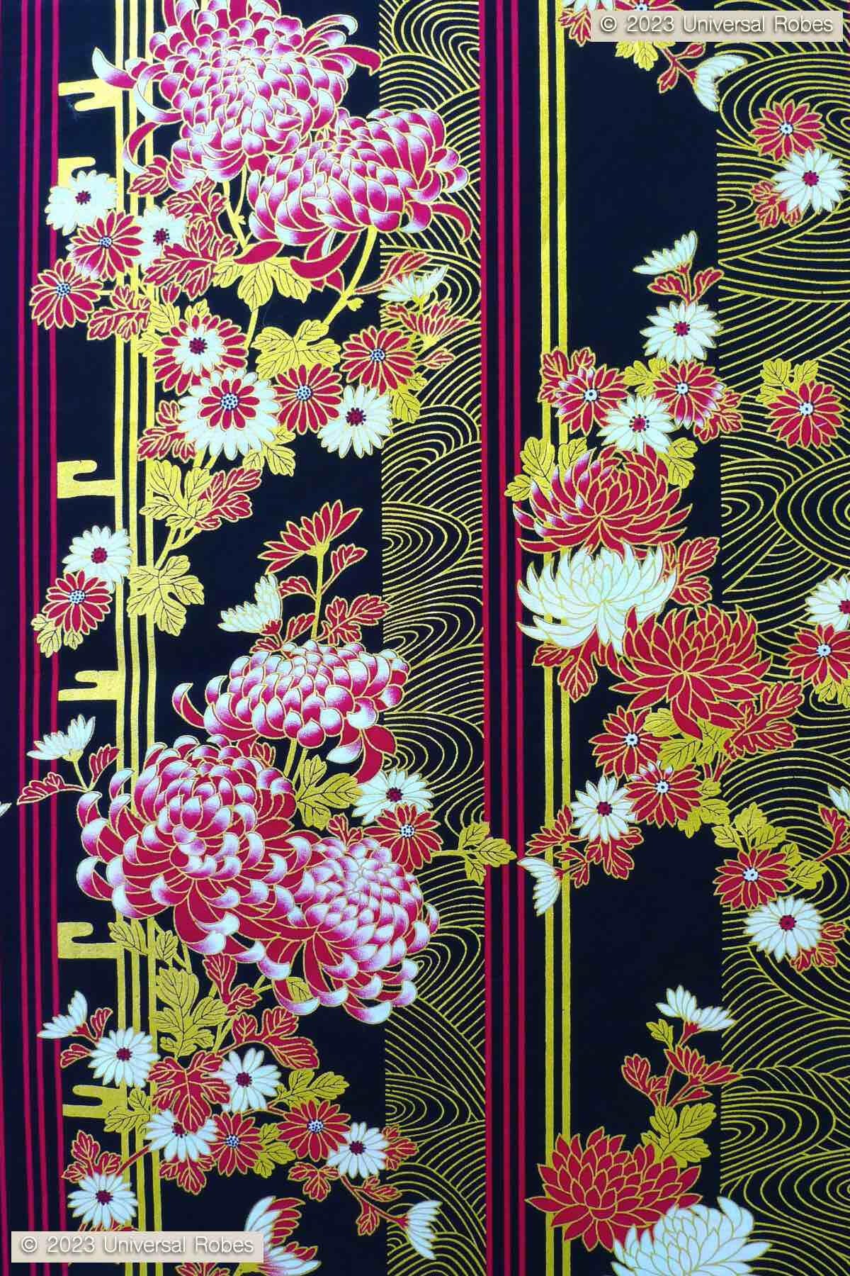 Women Chrysanth Blooming Cotton Yukata Kimono.