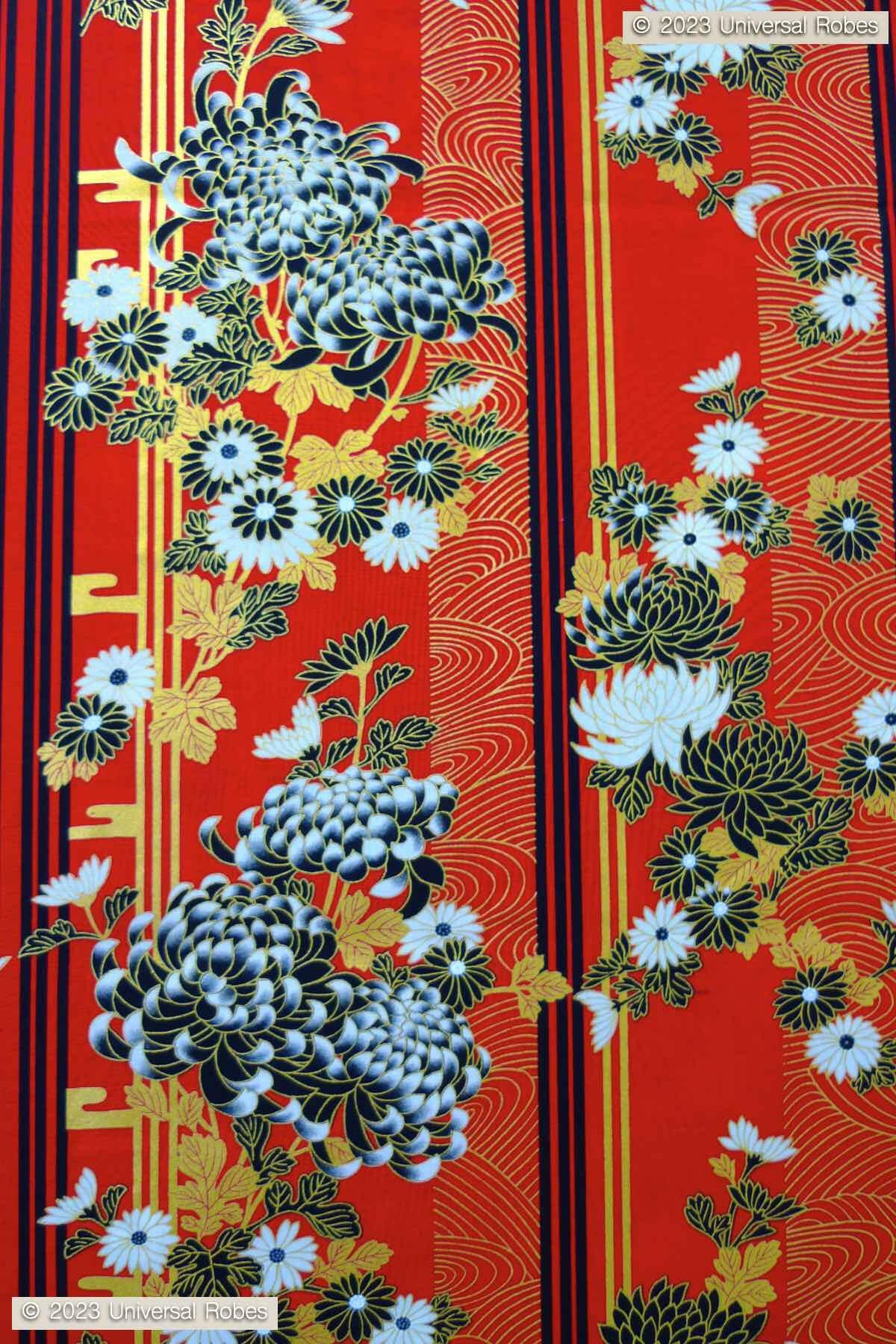Women Chrysanth Blooming Cotton Yukata Kimono.
