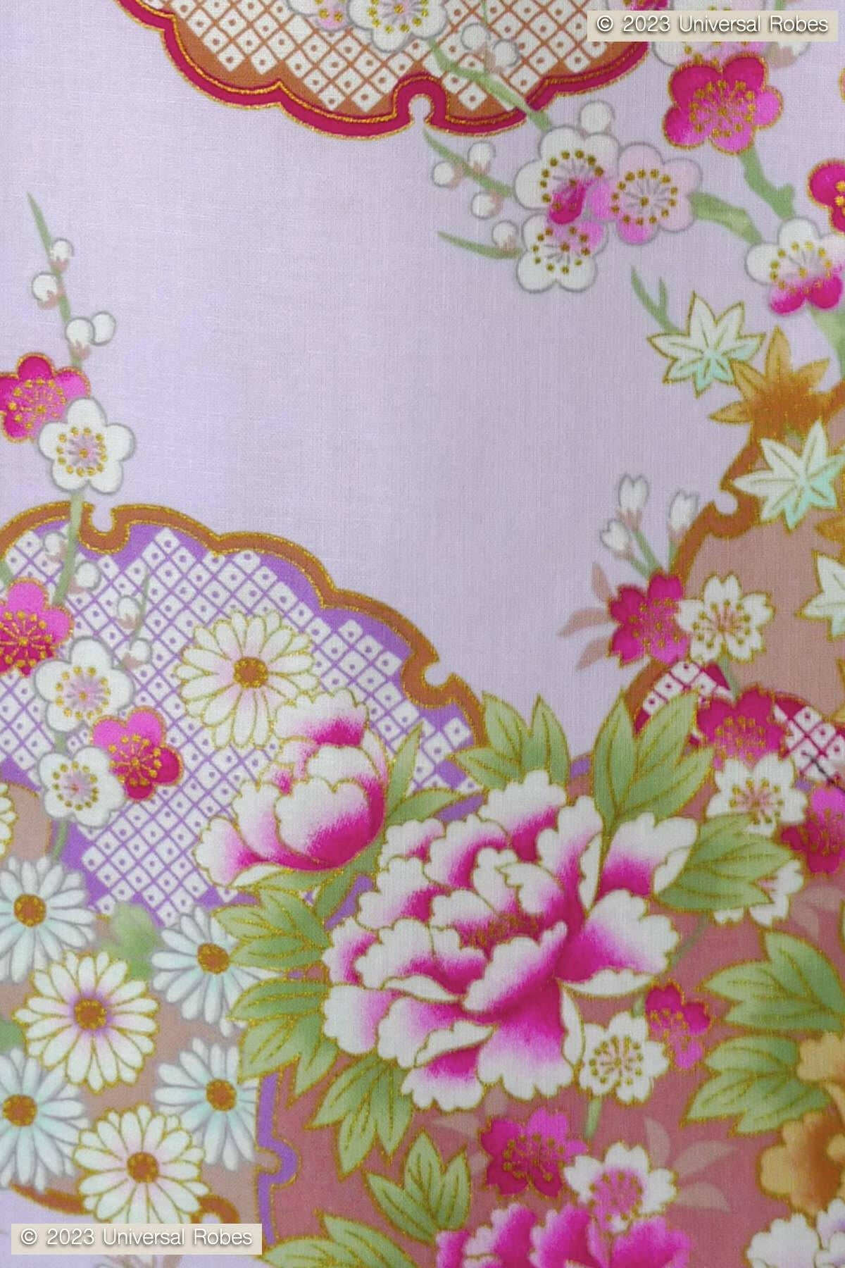 Women Colorful Circles Cotton Yukata Kimono.