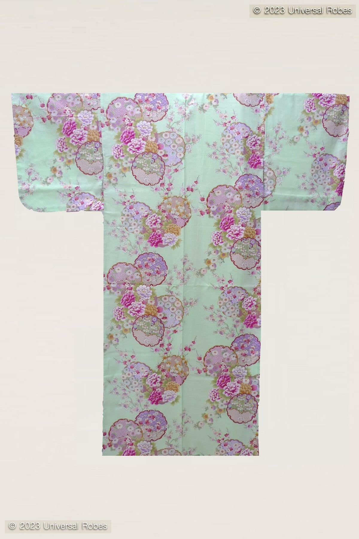 Women Colorful Circles Cotton Yukata Kimono.