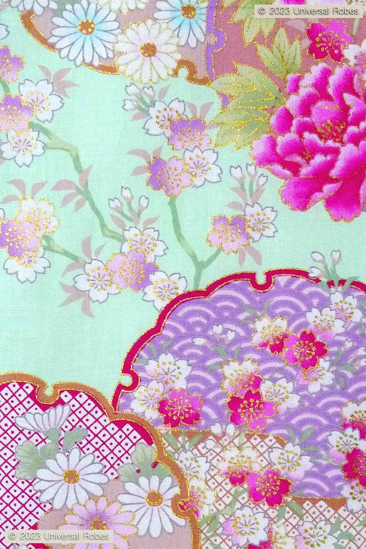 Women Colorful Circles Cotton Yukata Kimono.