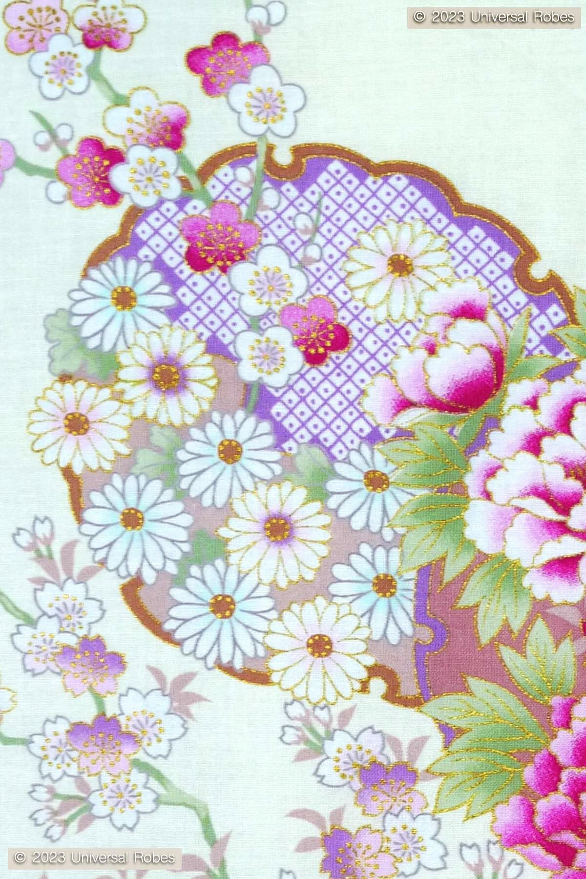 Women Colorful Circles Cotton Yukata Kimono.