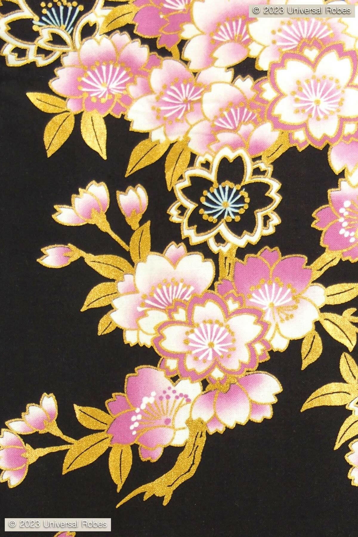 Women Colorful Sakura Cotton Yukata Kimono.