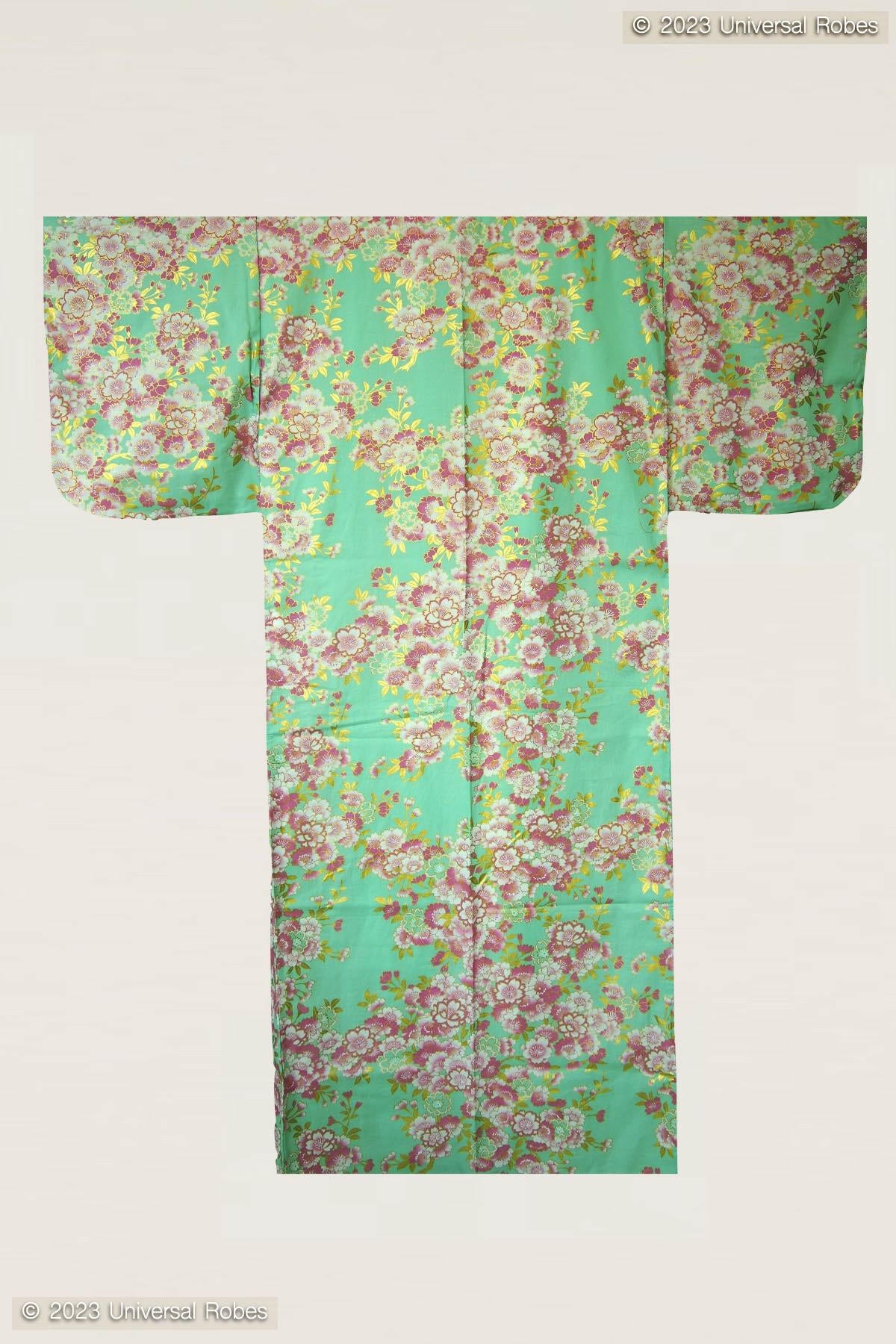Women Colorful Sakura Cotton Yukata Kimono.