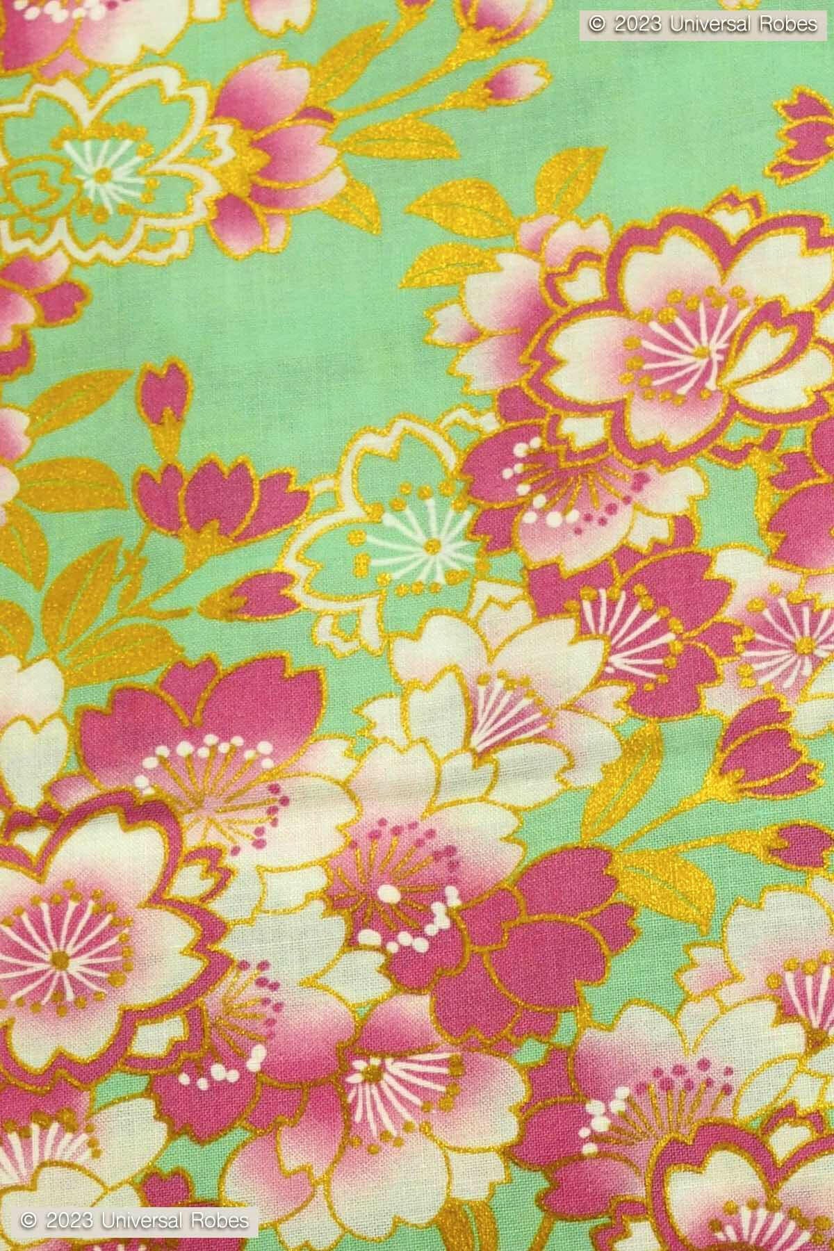 Women Colorful Sakura Cotton Yukata Kimono.