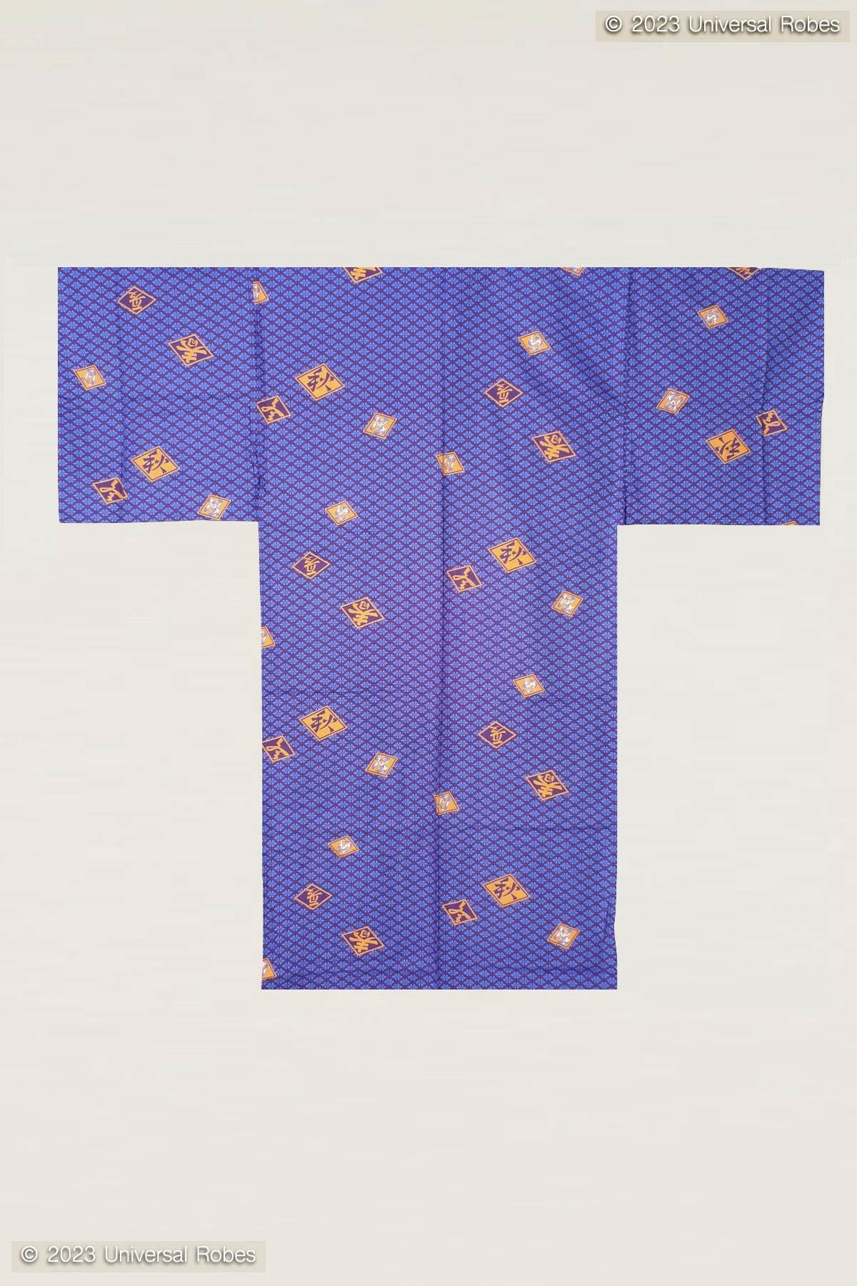 Men Diamond Pattern Cotton Short Yukata Kimono.