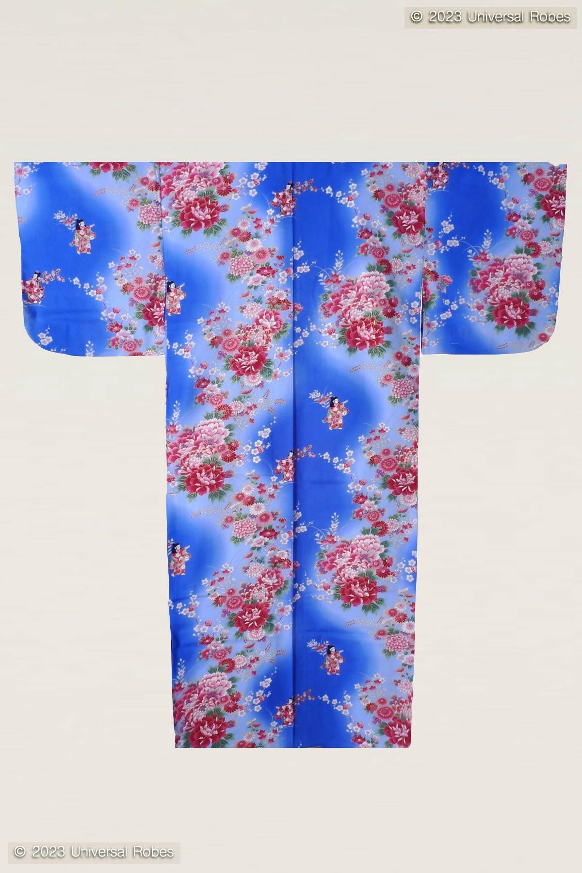 Women Dolls in Color Gradation Cotton Yukata Kimono.