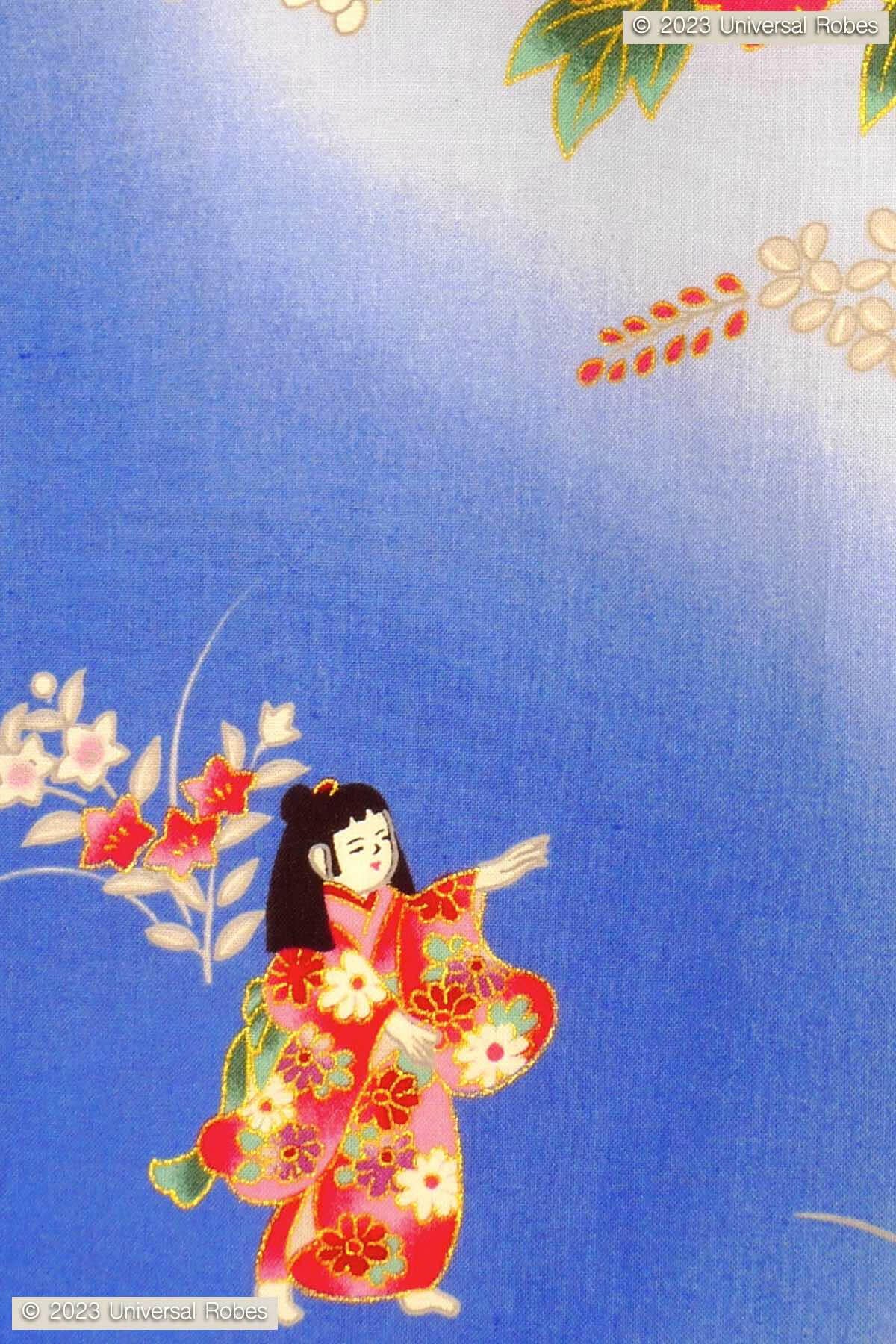Women Dolls in Color Gradation Cotton Yukata Kimono.