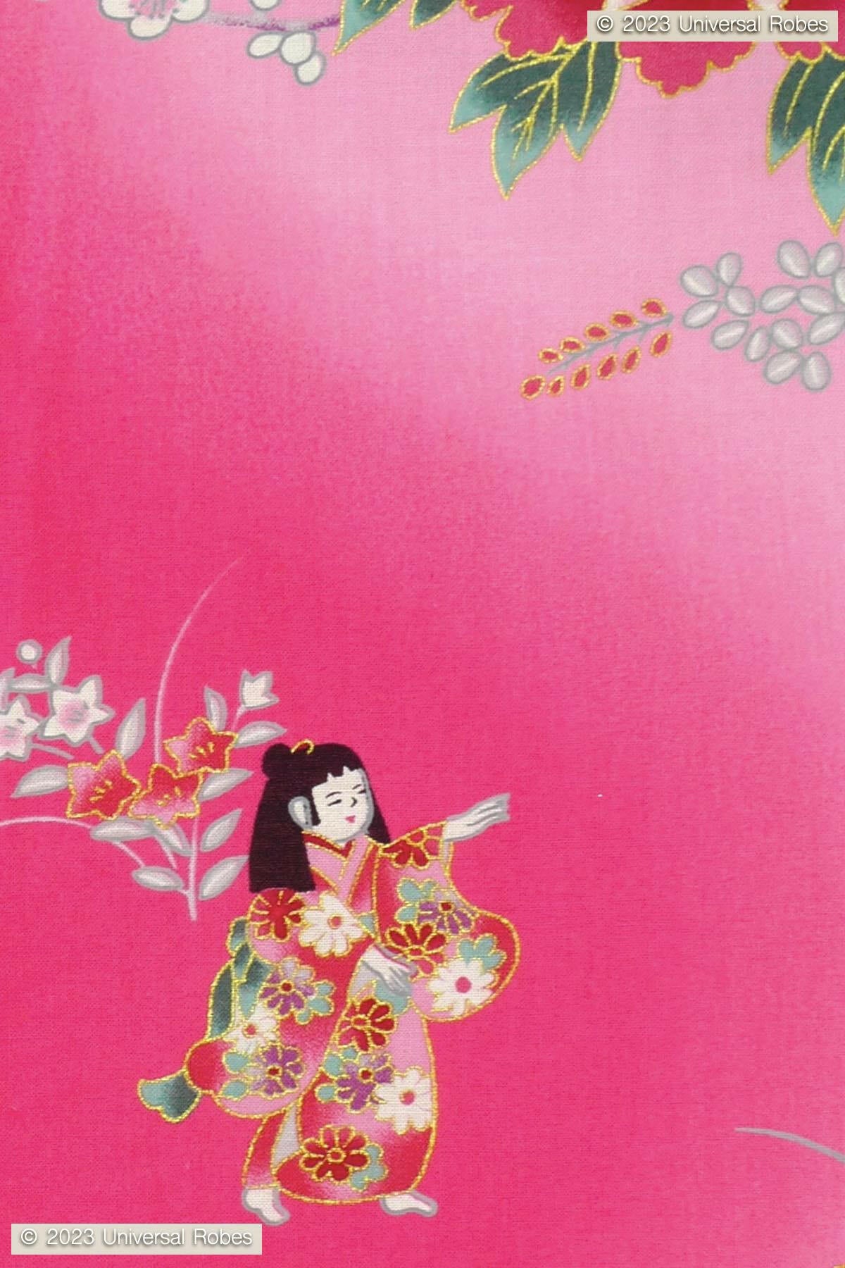 Women Dolls in Color Gradation Cotton Yukata Kimono.