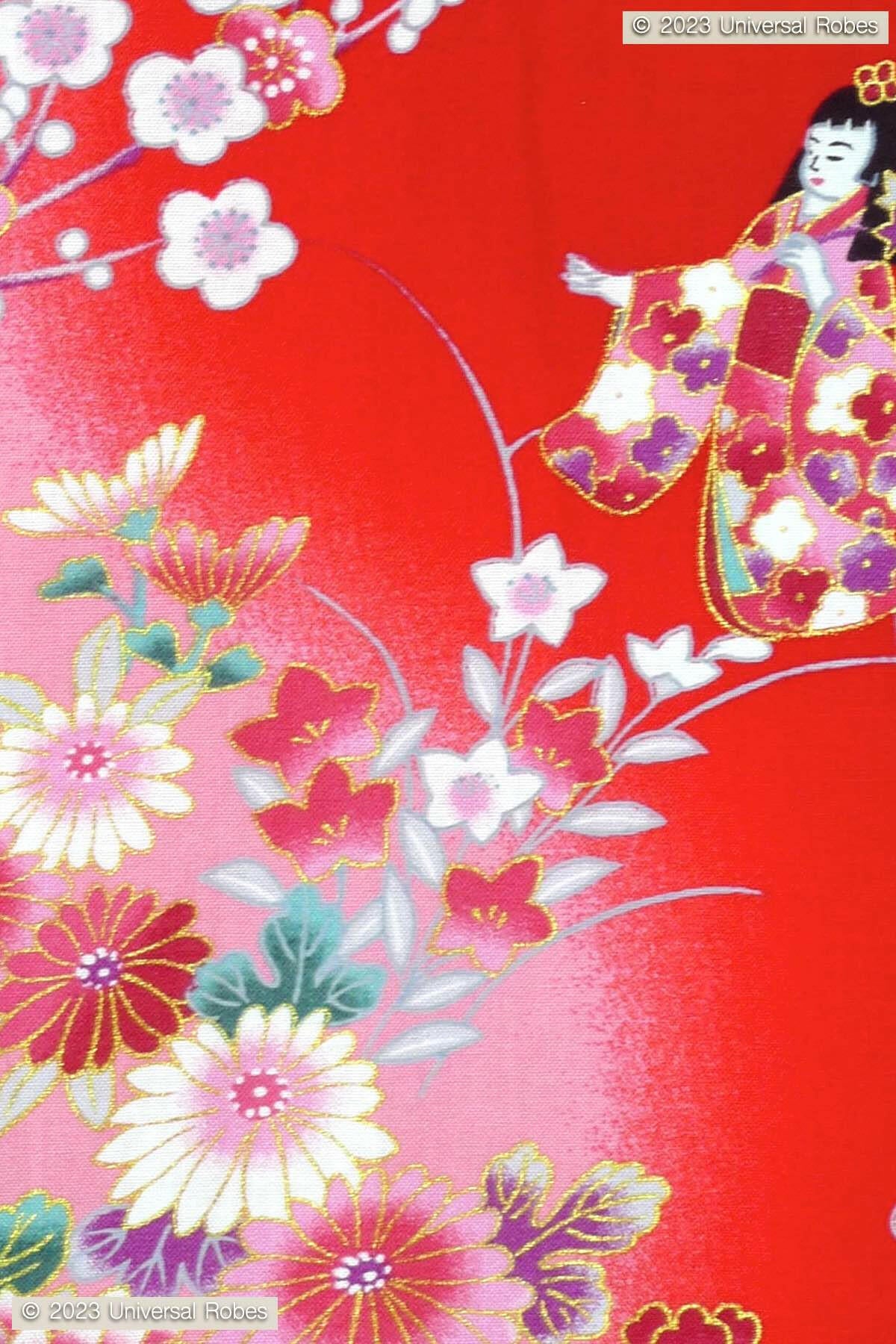 Women Dolls in Color Gradation Cotton Yukata Kimono.