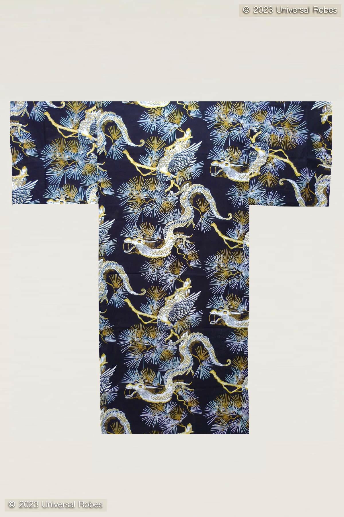 Men Dragon & Hawk Cotton Yukata Kimono.