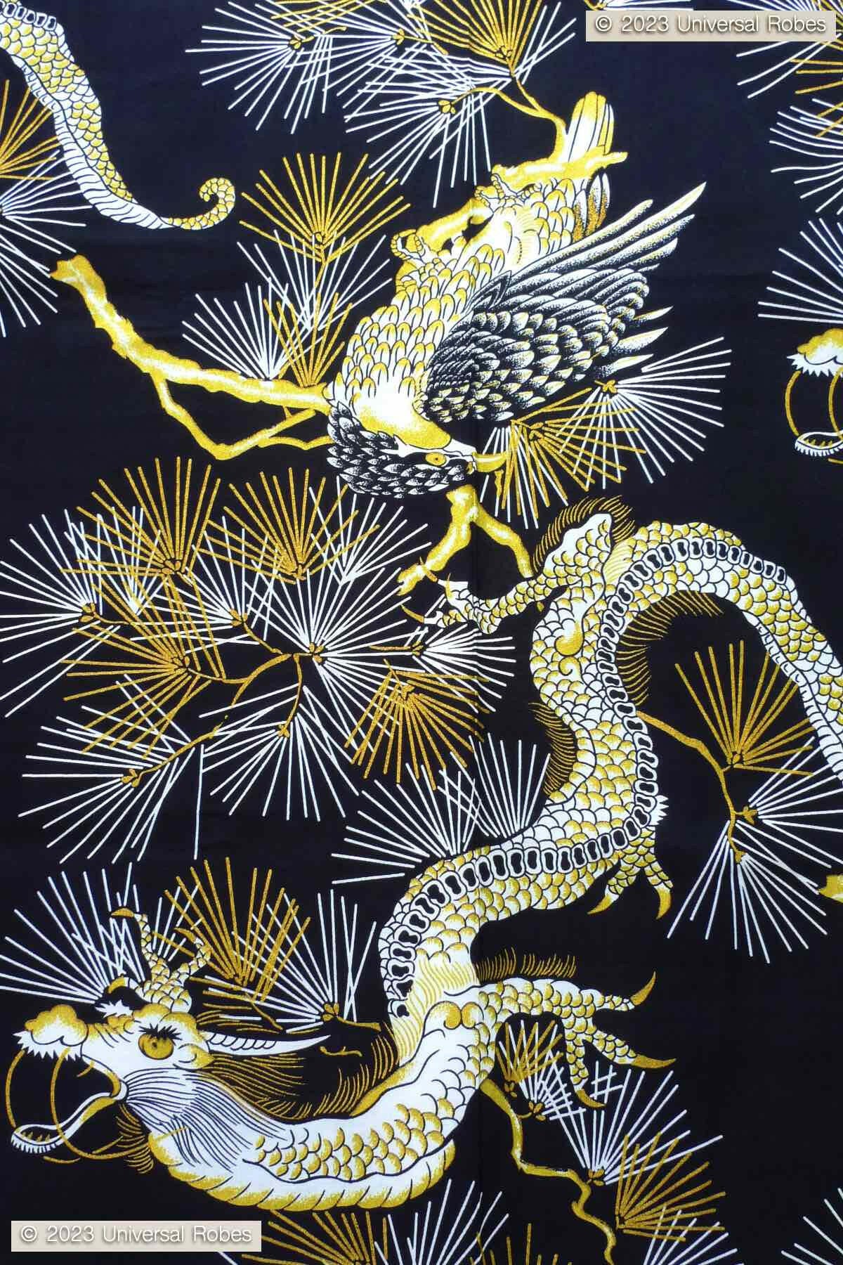 Men Dragon & Hawk Cotton Yukata Kimono.