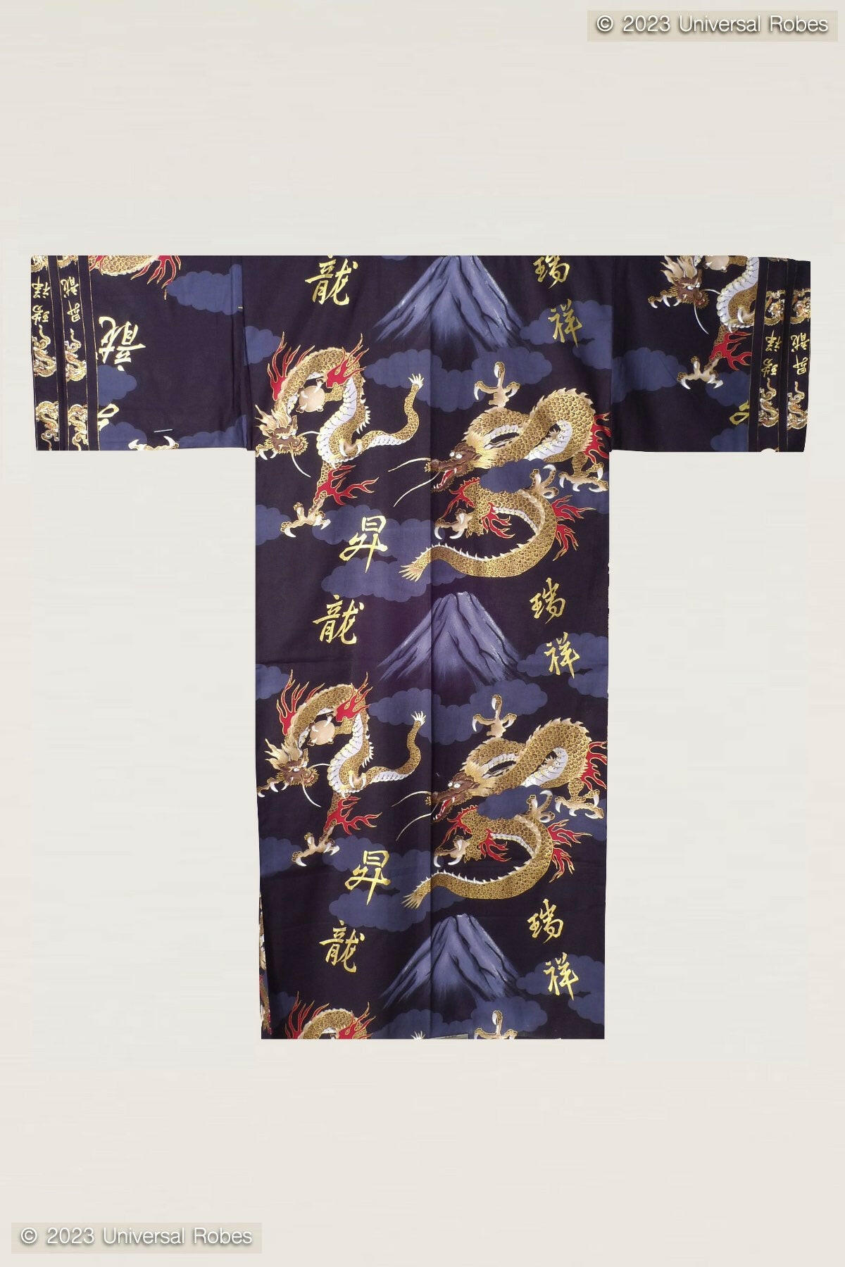 Men Dragon & Mt. Fuji Cotton Yukata Kimono.