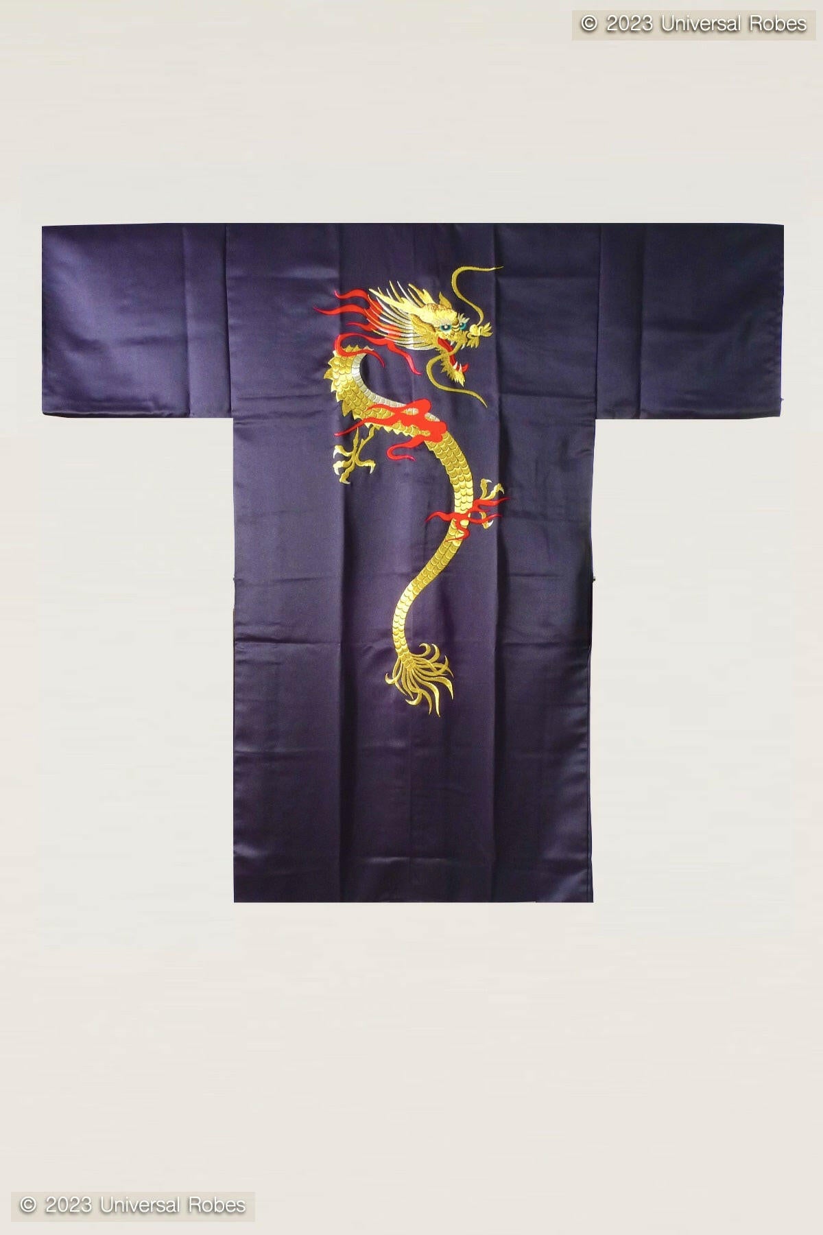 Men Flare Dragon Polyester Short Kimono.