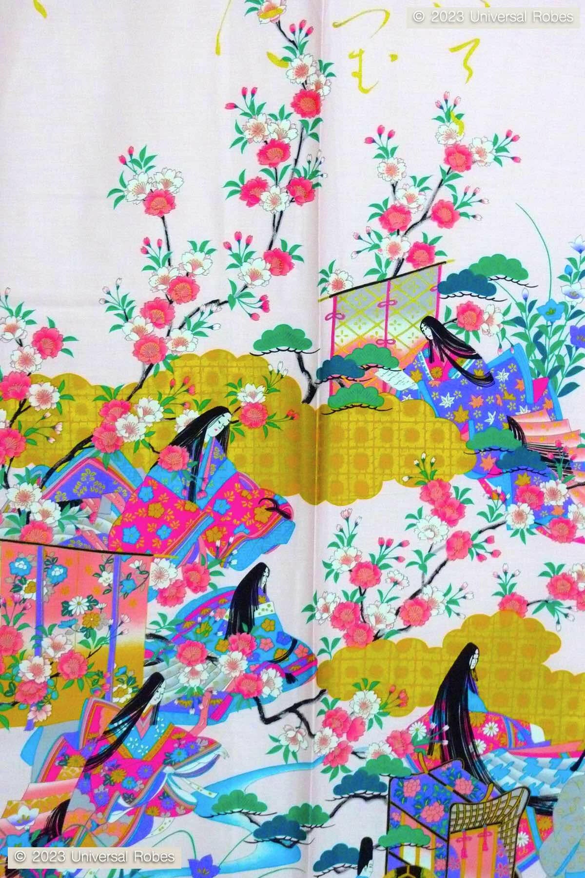 Women Gilt Poem & Princess Cotton Sateen Kimono Color Pink Product Zoom View