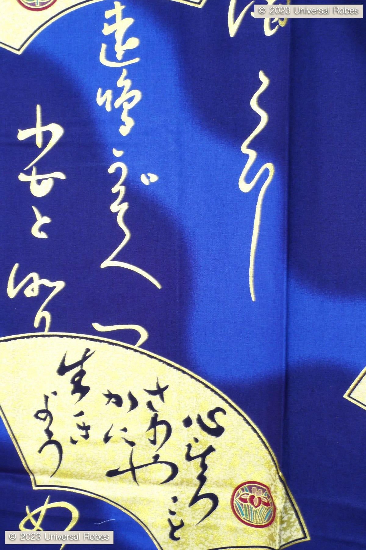 Men Golden Folding Fan Cotton Sateen Kimono.