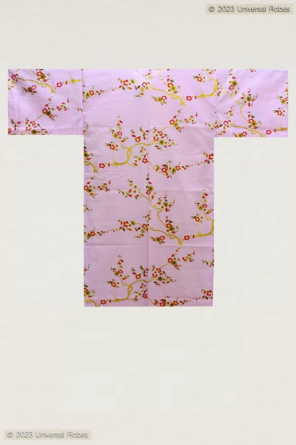 Women Golden Plum Cotton Short Yukata Kimono Color Pink Product Whole View