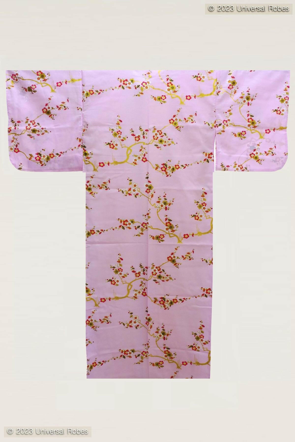 Women Golden Plum Cotton Yukata Kimono.