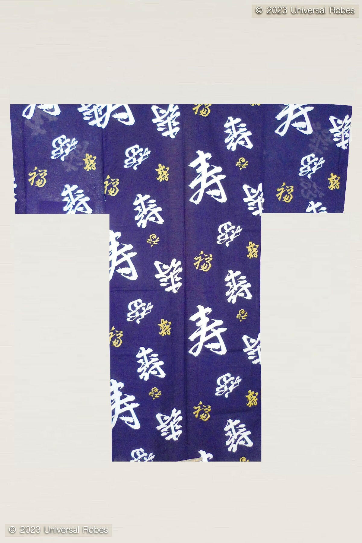 Men Happy Longevity Cotton Yukata Kimono.