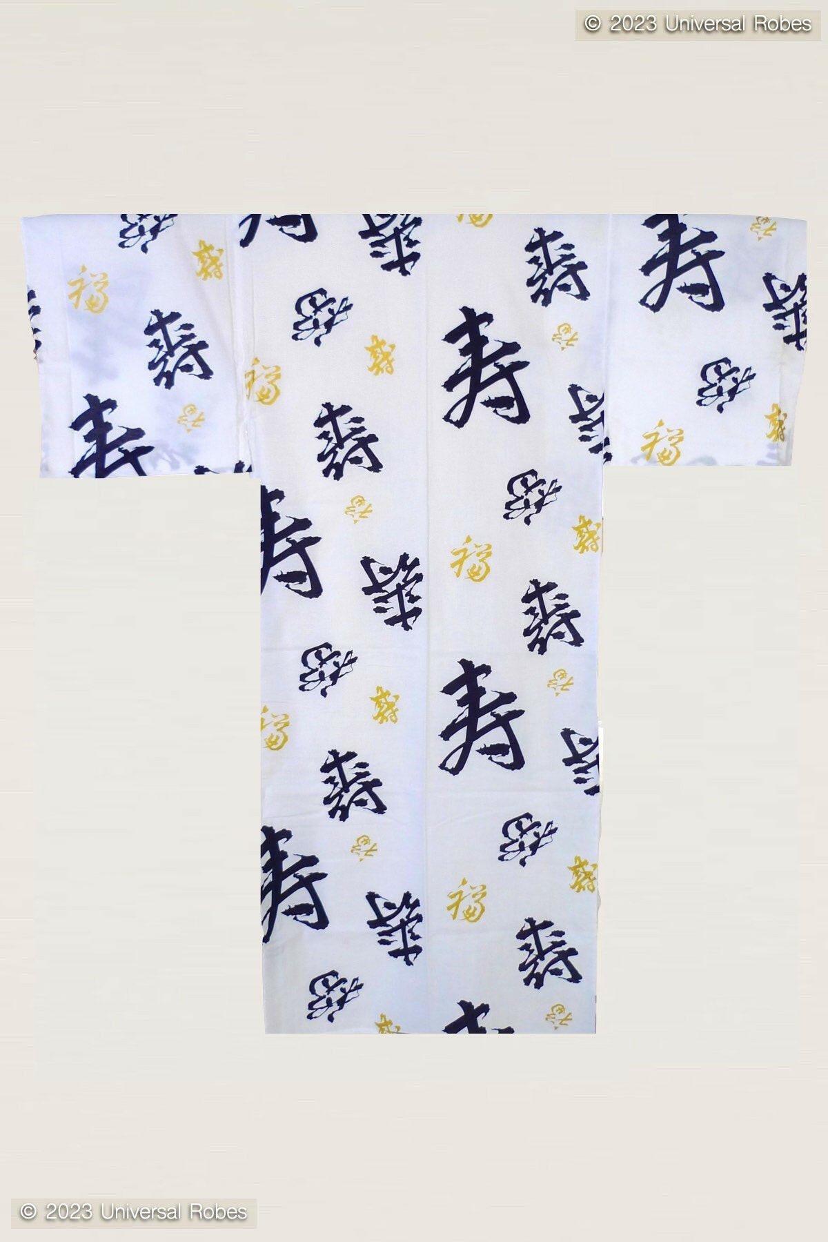 Men Happy Longevity Cotton Yukata Kimono.