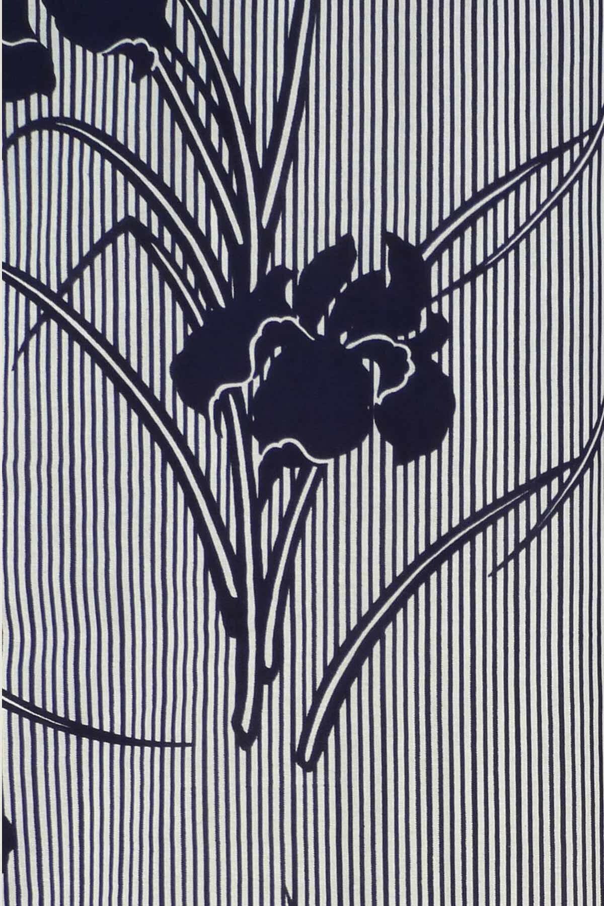 Women Iris & Stripe Cotton Yukata Kimono.