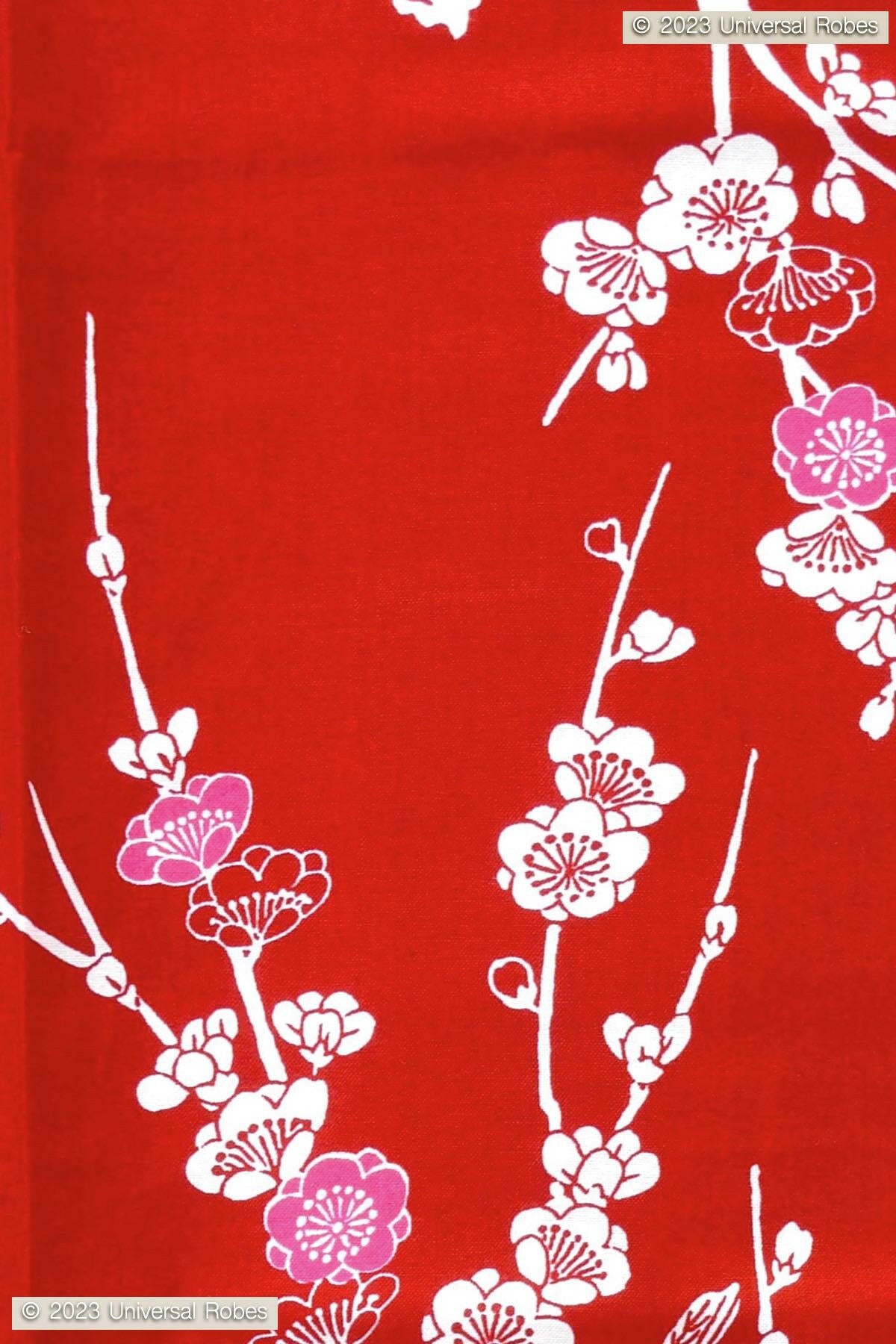 Women Japanese Plum Cotton Yukata Kimono.