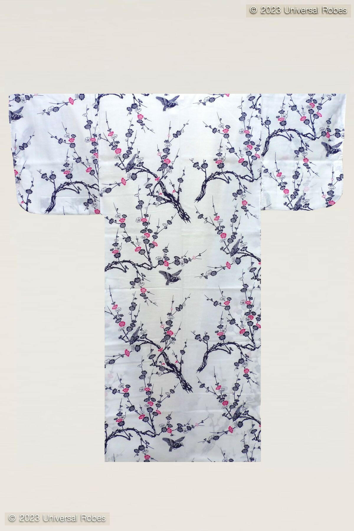 Women Japanese Plum Cotton Yukata Kimono.
