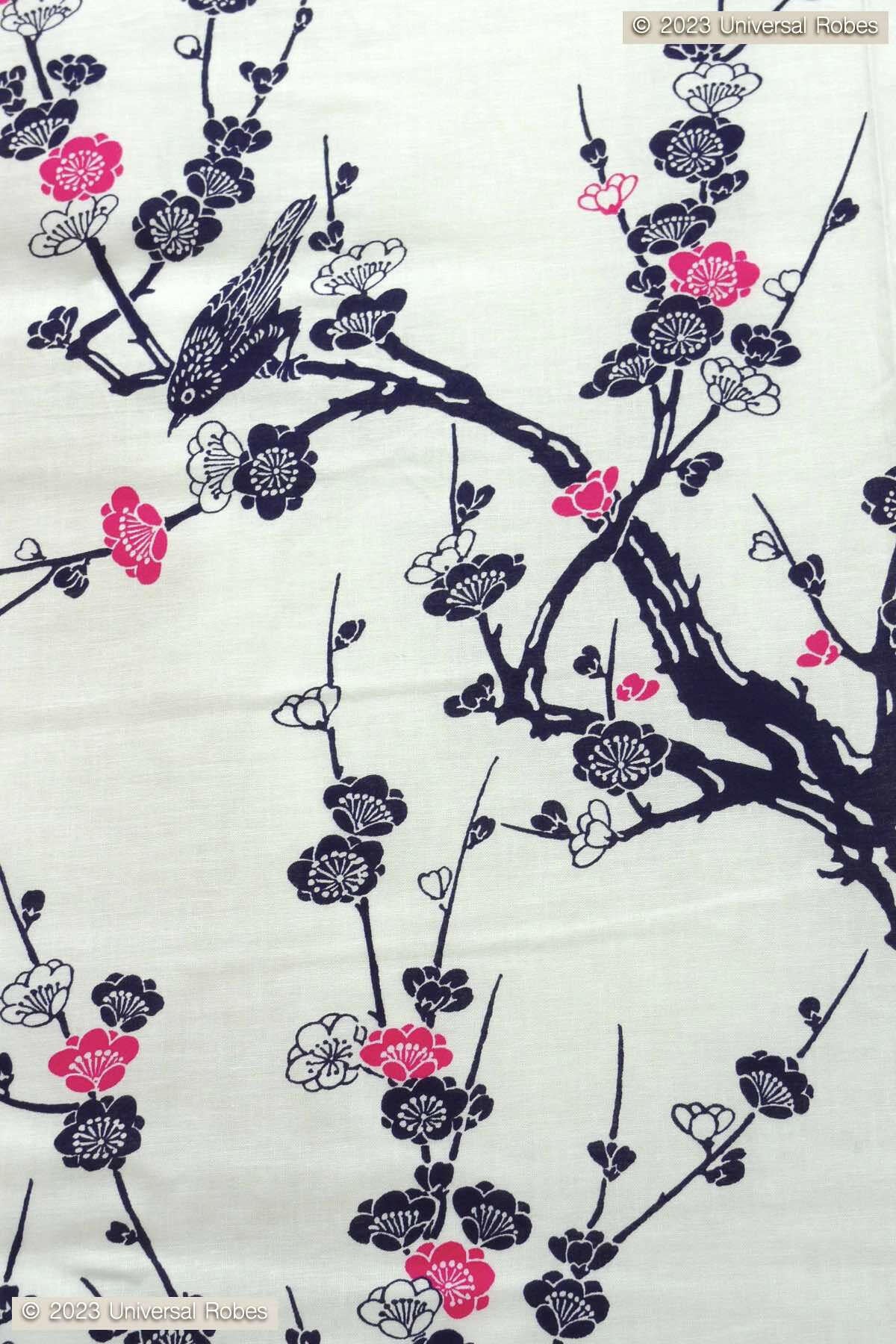 Women Japanese Plum Cotton Yukata Kimono.