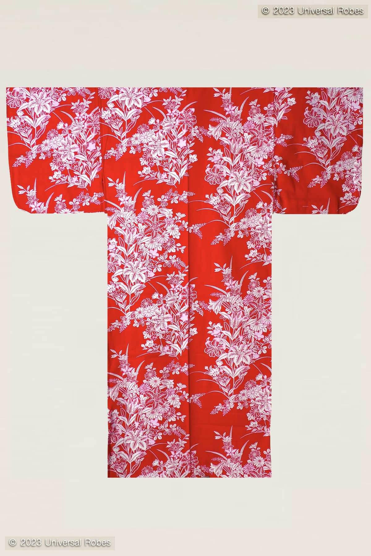 Women Lily Cotton Yukata Kimono.