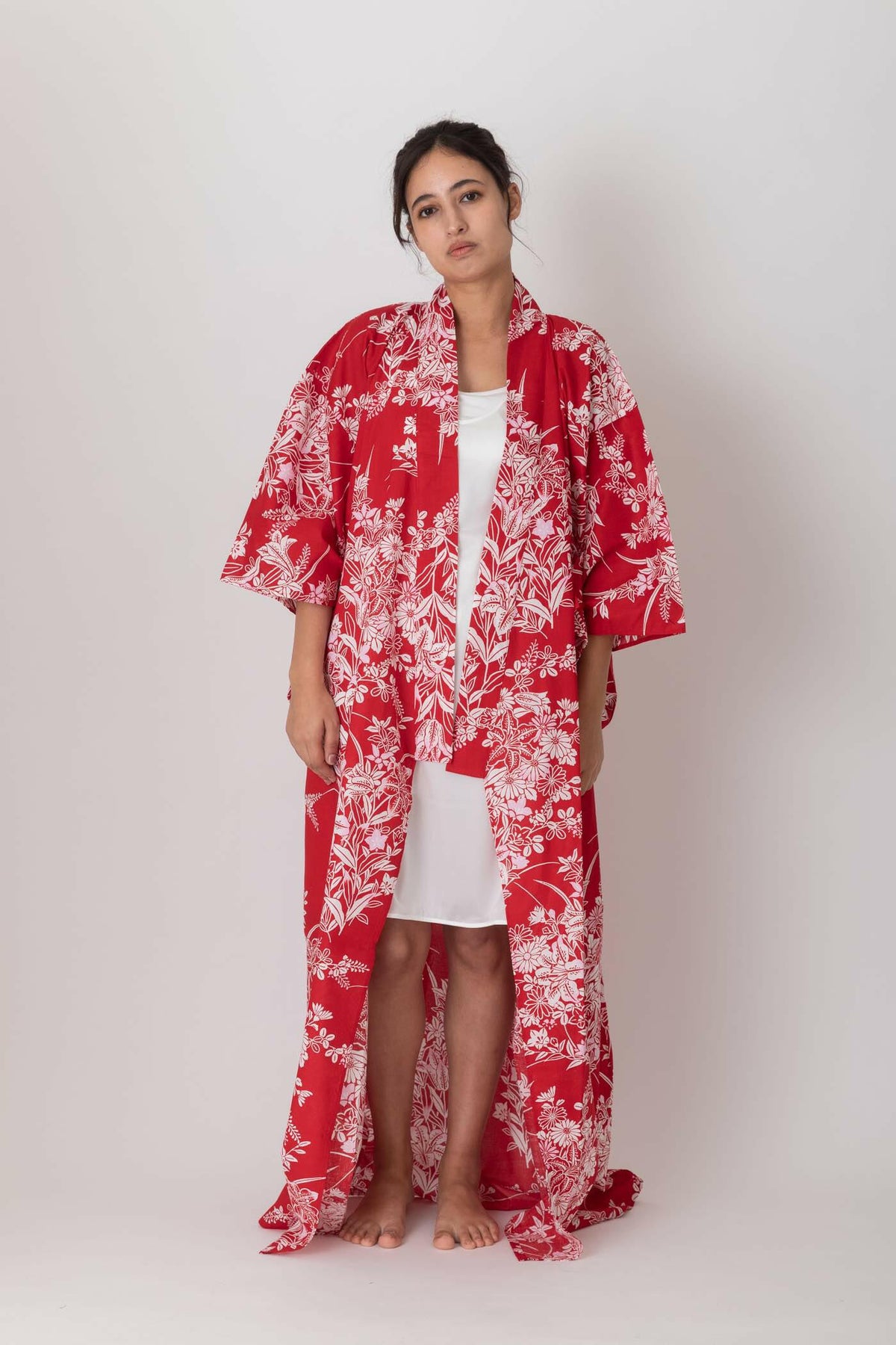 Women Lily Cotton Yukata Kimono.