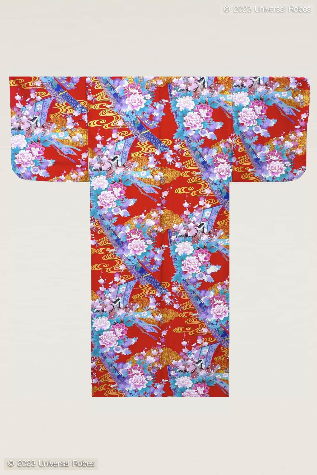 Women Little Kimono Princess Cotton Sateen Kimono Color Red Product Whole View