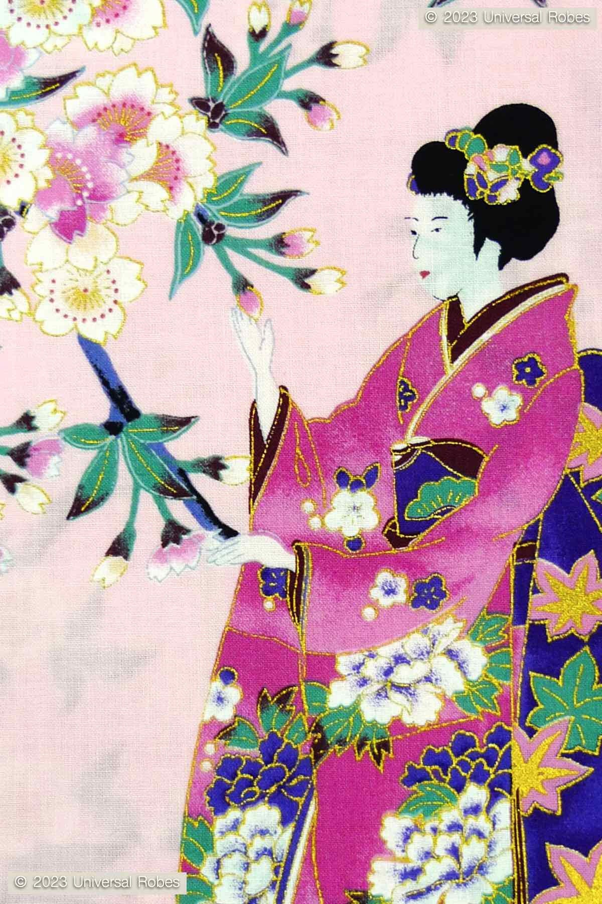Women Lovely Maiko Cotton Yukata Kimono Color Pink Product Zoom View