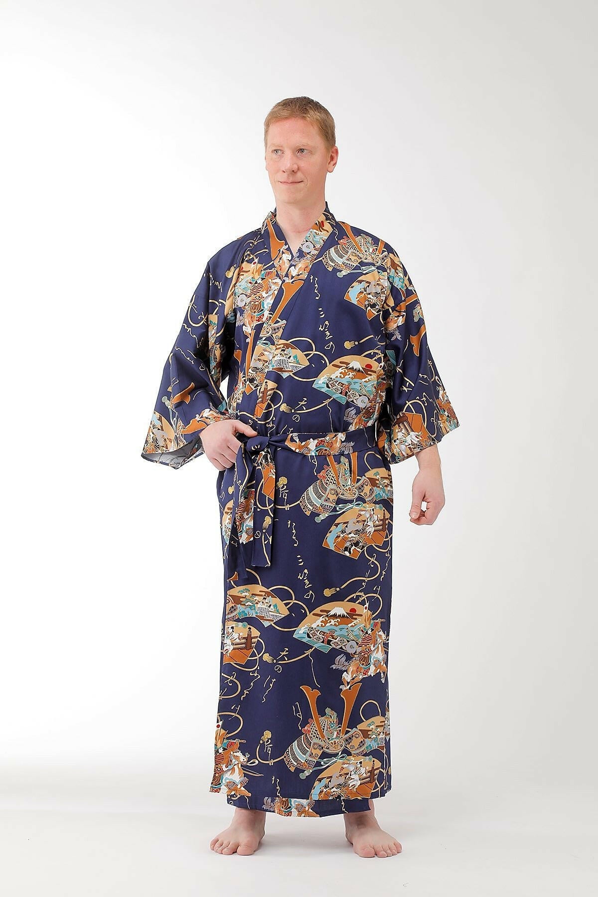 Men Samurai Warrior Cotton Sateen Kimono.