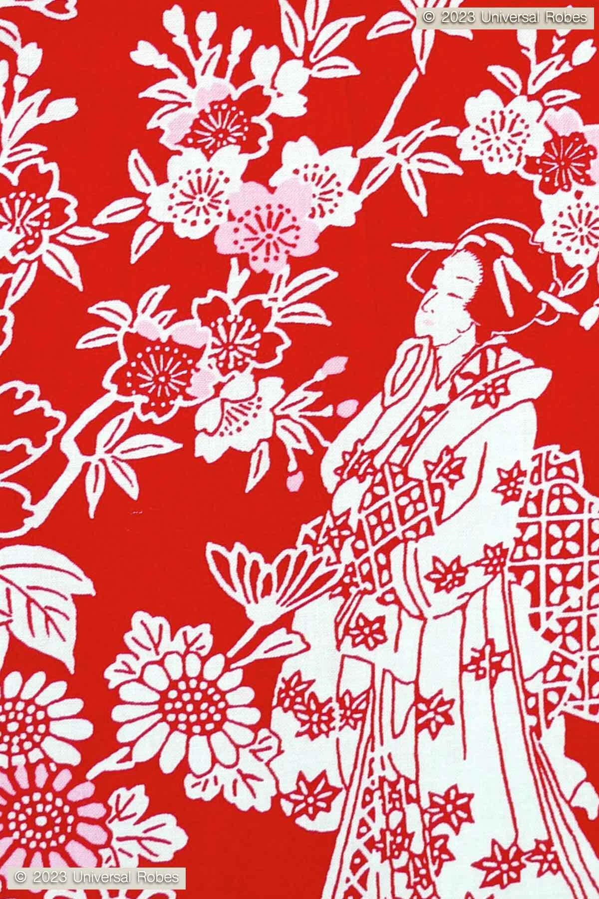 Women Peony & Beauty Cotton Yukata Kimono.