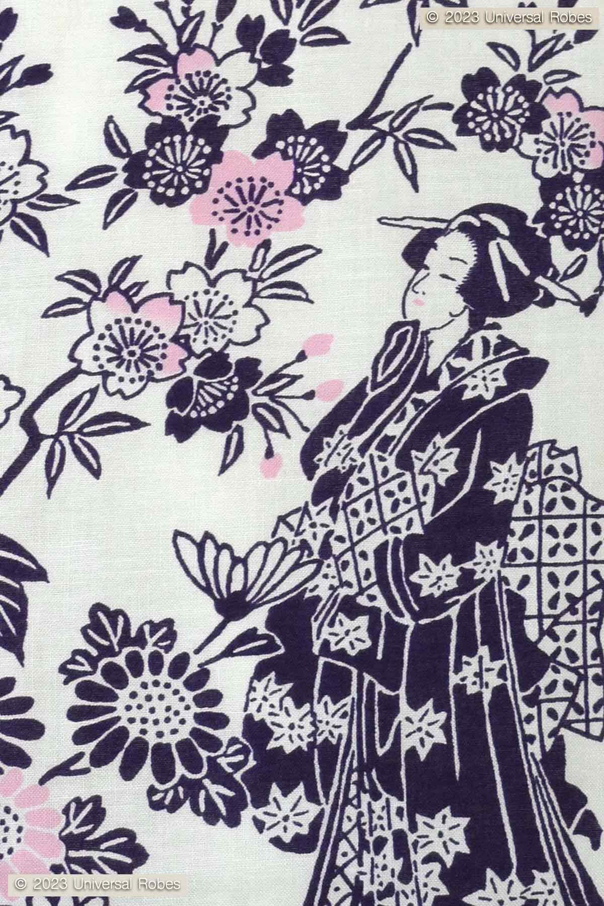 Women Peony & Beauty Cotton Yukata Kimono.