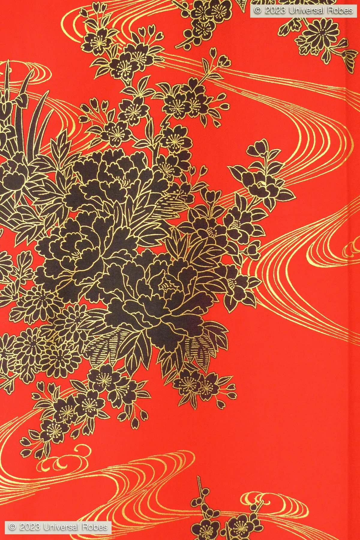 Plus Size: Women Flowing Peony Cotton Yukata Kimono.