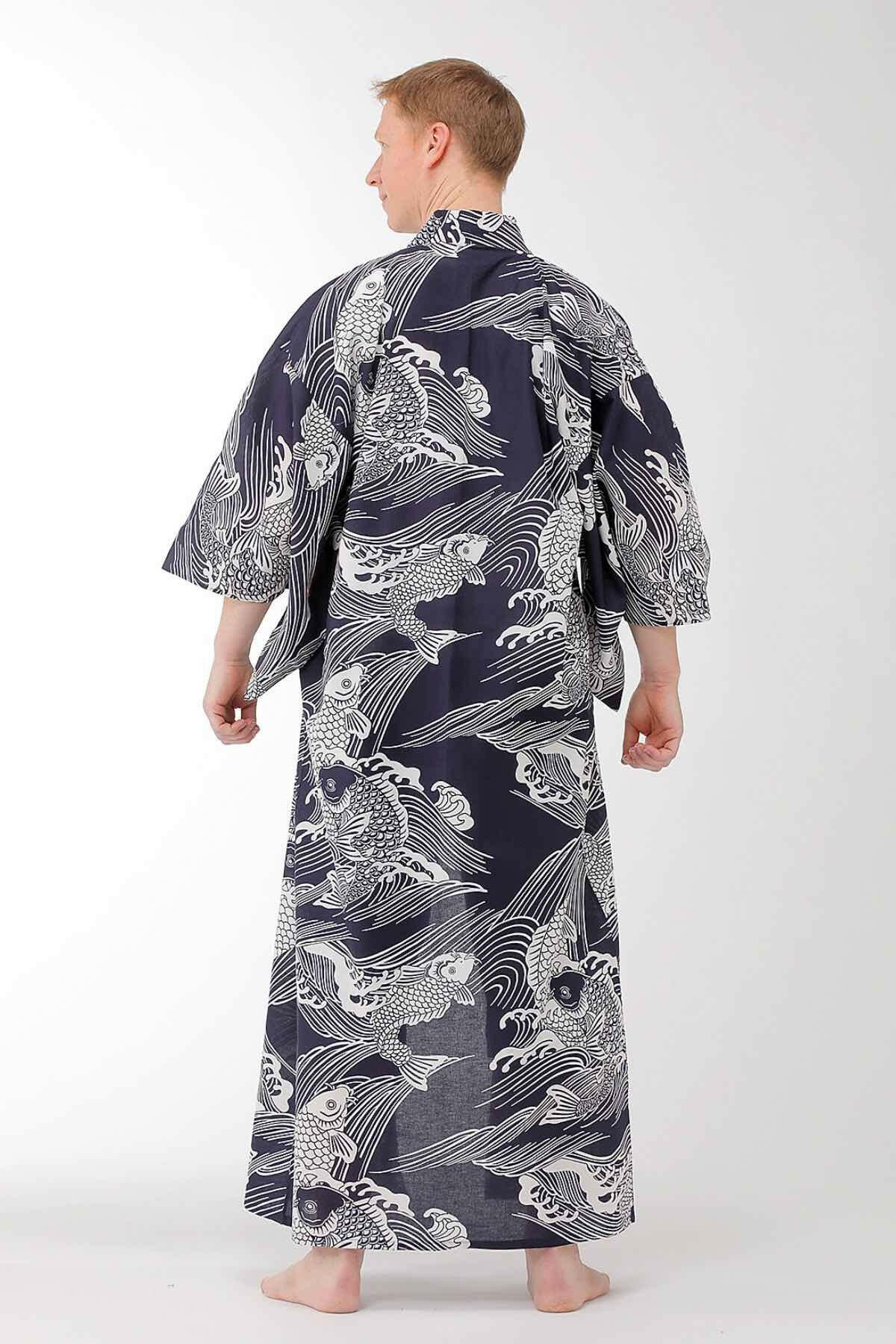 Plus Size: Men Carp Cotton Yukata Kimono.
