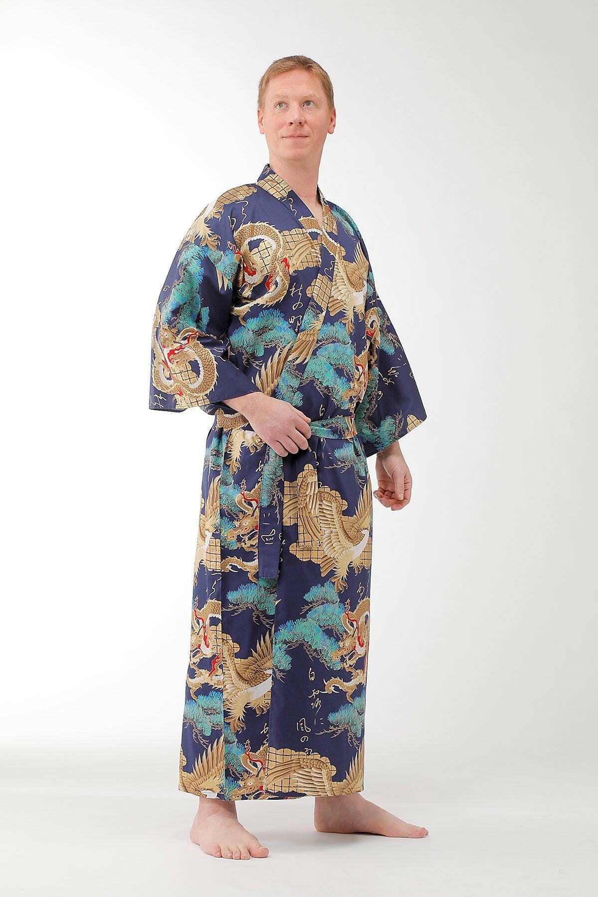 Men Dragon & Eagle Cotton Sateen Kimono.