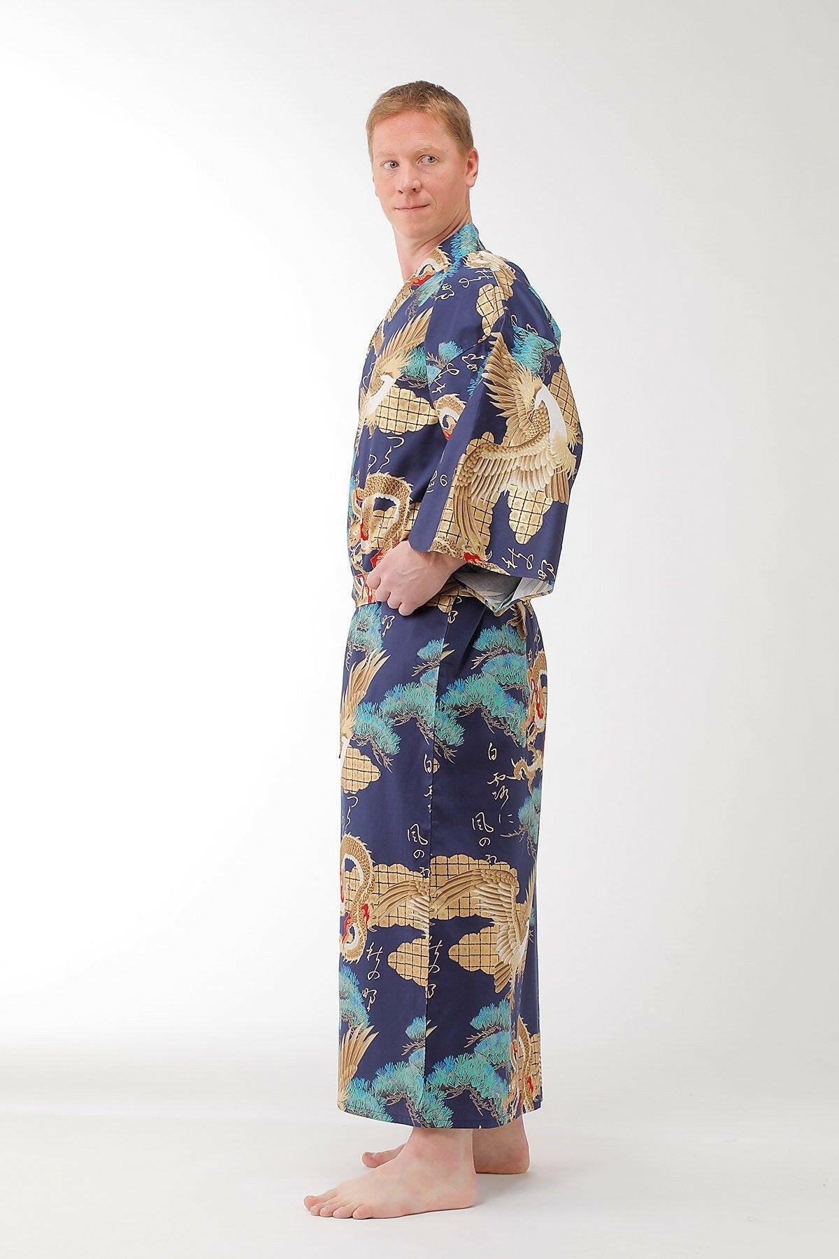 Men Dragon & Eagle Cotton Sateen Kimono.