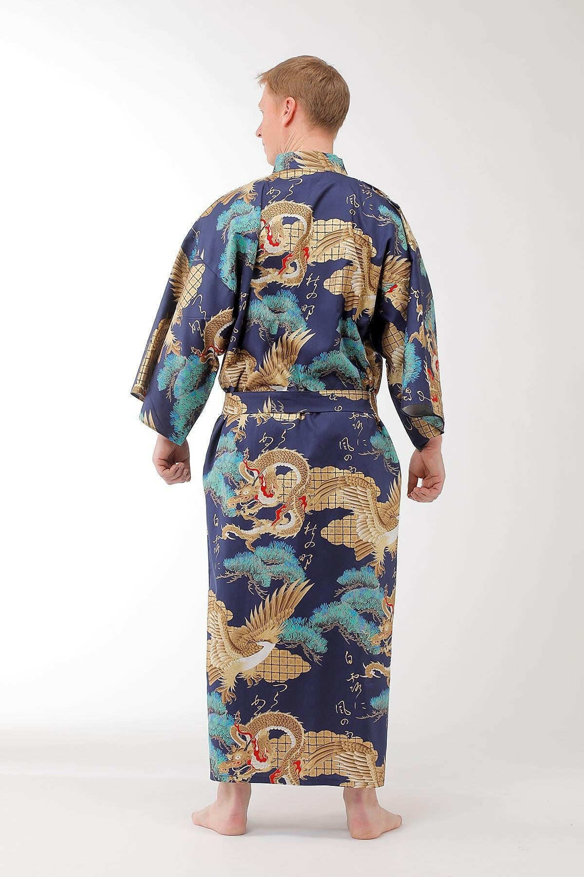 Men Dragon & Eagle Cotton Sateen Kimono.
