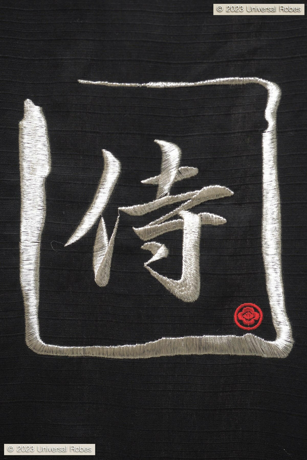 Men Samurai Cotton Short Kimono Silver.