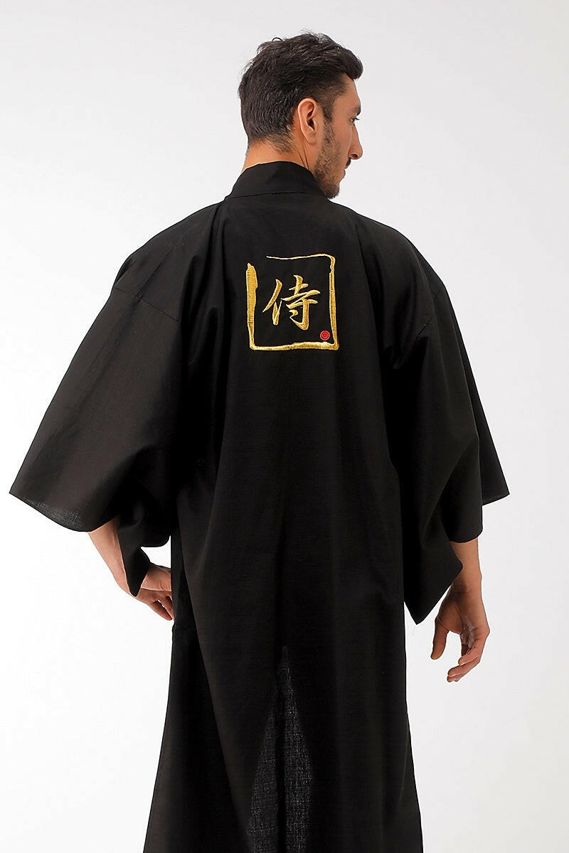 Men Samurai Cotton Short Kimono Gold.